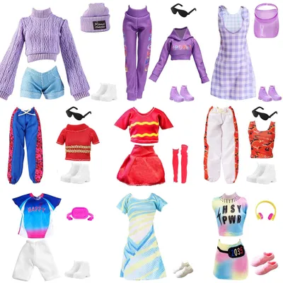 Imagen del producto de Ropa de muñeca 26 piezas - Accesorios - Ropa deportiva - Falda de ocio - Zapatos - Para muñecas de 11,5 pulgadas - Estilo aleatorio - Conjunto de muñeca
