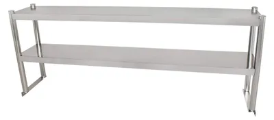 Produktbild von Küchen Arbeitstisch Aufsatzboard 180 cm aus Edelstahl mit 2 Ablageflächen (Tragkraft je Ablage 15 kg)