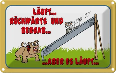 Image de vianmo Plaque en tôle 20x30 cm läuft Rückwärts und bergab Hund