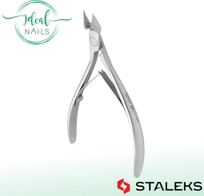 Produktbild von Nagelhautzange STALEKS EXPERT NE-80-9, Edelstahl, gebogene verlängerte Griffe, Klingenlänge 9 mm