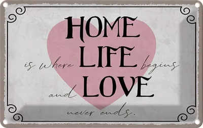 Produktbild von vianmo Blechschild 20x30 cm Home Life Love never ends Dekoration