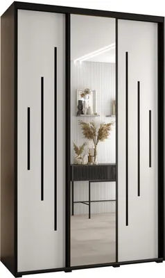 Produktbild von MEBLE KRYSPOL Davos 13 Schrank, drei Türen - 235,2x160x60 cm - Schwarz Weiß Schwarz