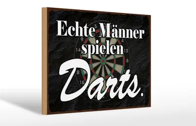 Produktbild von Holzschild echte Männer spielen Darts, 30x20 cm, Holzschilder Spruch Sport Hobby