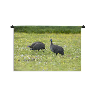 Produktbild von MuchoWow® Wandteppich Wandbehang Perlhuhn - Vogel - Federn 90x60 cm Tapisserie Dekoration Wandtuch - Wandskulpturen - Bildteppich