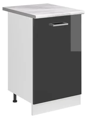 Imagen del producto de Mueble bajo de cocina Vicco R-Line Antracita alto brillo/Blanco 50 cm encimera Mármol, Model 70066