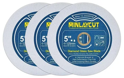 Zdjęcie produktu dla Tarcze diamentowe do cięcia szkła, jadeitu i kryształu, 3 sztuki, średnica 125 mm, do szlifierki kątowej