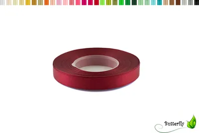 Produktbild von Satinband 12mm x 32m Rolle, Farbe:058 bordeaux / weinrot