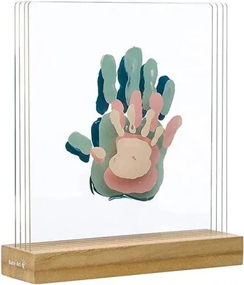 Produktbild von Famanu Handabdruckset mit Holzsockel - 3D Handabdruck Kit für Paare