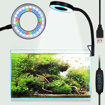 Produktbild von Aquarium Lampe Dimmbar 3 Modi Wasserdicht, Aquarium Led Beleuchtung Clip Flexibel Lampenarm 48 LEDs, Aquarium Licht für Korallen, Fisch, Wasserpflanze