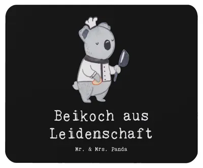 Produktbild von Mr. & Mrs. Panda Mauspad Beikoch Leidenschaft - Schwarz - Geschenk, Witzig, pc mousepad, Restaurant, laptop, Koch, Gastronomie, Mouse Pad, Beruf