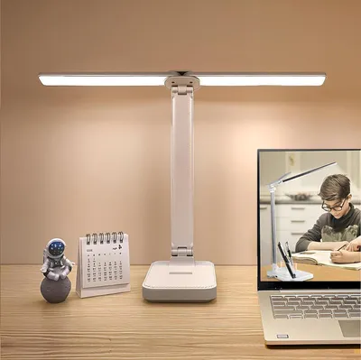 Obrázok produktu pre Stolná lampa – Dvojitá lampa – Na čítanie a prácu – Ochrana zraku – 40 cm – Biela