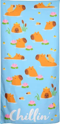 Produktbild von Strandtuch aus Mikrofaser mit Capybara-Design, Hellblau, 180x85cm, schnelltrocknend