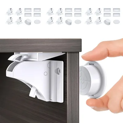 Produktbild von 4+1 Magnetische Kindersicherung für Schrank und Schubladen, Unsichtbare Schranksicherung mit 3M Kleber,für Baby Ohne Bohren und Schrauben