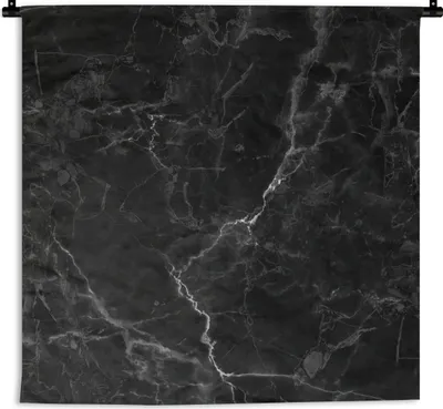 Produktbild von MuchoWow® Wandteppich Wandbehang Marmor - Schwarz - Weiß - Textur - Marmoroptik 150x150 cm Tapisserie Dekoration Wandtuch - Wohnaccessoires - Modernes