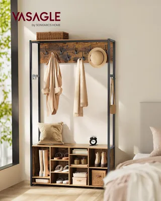 Produktbild von Kleiderständer, Garderobe, Eingangsmöbel mit Schuhregal, offene Fächer