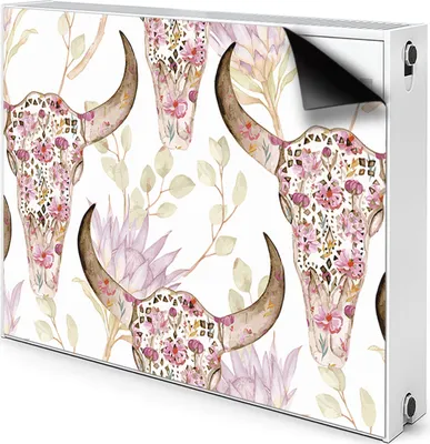 Produktbild von Magnet Radiator Magnet Mat Heizkörperverkleidung Heizkörper-Abdeckung Heizung 110x60 cm  - Schädel, W, Blumen
