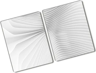 Produktbild von Tulup Glas Herdabdeckplatte - 2x40x52 cm - Glaskeramikkochfeld-Abdeckung Spritzschutz Glasabdeckplatte Kochplattenabdeckung und Schneidebrett - Zweiteilig - Kunst: modern & klassisch - Abstraktionslinien - Weiß