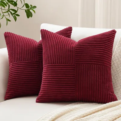 Obrázek produktu pro Sada dvou dekorativních povlaků na polštáře, rozměr 45 x 45 cm, materiál: samet, barva: vínová