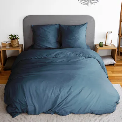 Produktbild von sweeek - Bettwäche-Set nachtblau aus vorgewaschener Mikrofaser für ein Doppelbett