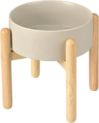 Produktbild von Famanu Hundenapf mit erhöhtem Design - Keramisch, Gummiholzständer