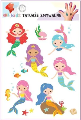Produktbild von Abwaschbare Tattoos für Kinder Schöne Meerjungfrauen
