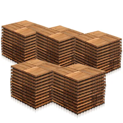 Produktbild von Izrielar 2m² Holzfliesen Terrassenfliesen 22 STK Holz Fliesen Mosaik 30x30 cm- Balkonfliesen wetterfest aus Akazienholz mit Klicksystem für Terrasse Balkon