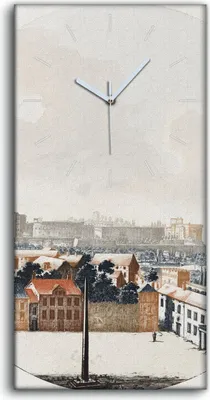 Produktbild von Wanduhr Uhr Wandbild Leinwand 30x60 Zeichnung Stadt Stadtbild Gebäude Himmel - weiße Hände