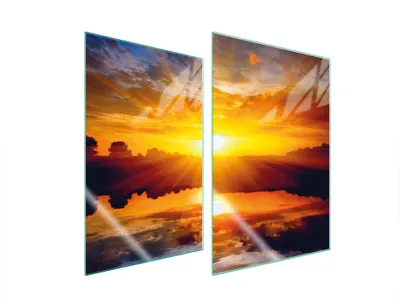 Immagine prodotto di Piastre copri fornelli 2 pezzi 35x52 Copri piano cottura in Vetroceramica tagliere in vetro paesaggio arancione