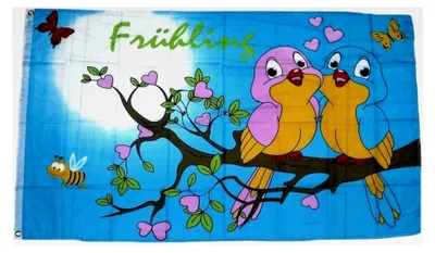 Produktbild von Flagge Frühling Vögel 90 x 150 cm