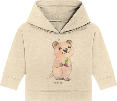 Produktbild von Mr. & Mrs. Panda Organic Baby Hoodie Quokka Happy 24. - 36. Monat - Natural Raw - Geschenk, Kapuzensweatshirt, Verschieben, Dinge Erledigen, Kapuzenshirt, Niedliches Tier