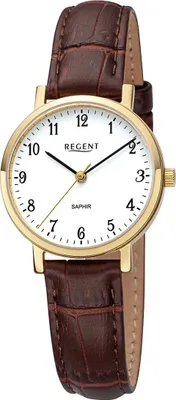 Imagen del producto de Reloj de mujer Regent, correa de cuero, esfera analógica, color marrón, modelo D2URF1428