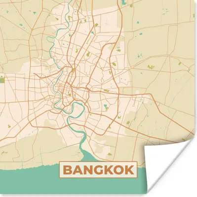 Produktbild von MuchoWow® Poster Bangkok - Karte - Vintage - Stadtplan 50x50 cm - Wohnzimmerdekoration