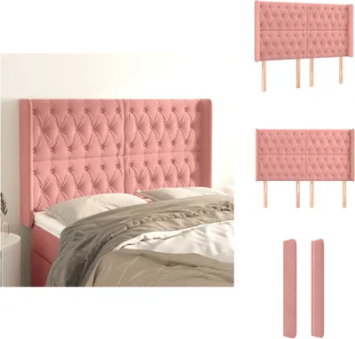 Produktbild von vidaXL Kopfteil mit Ohren Rosa 163x16x118/128 cm Samt -  Kopf- & Fußenden