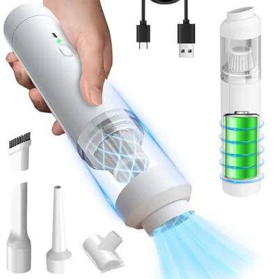 Handstaubsauger, 11000 Pa, USB, wiederaufladbar, 2-in-1, weiß