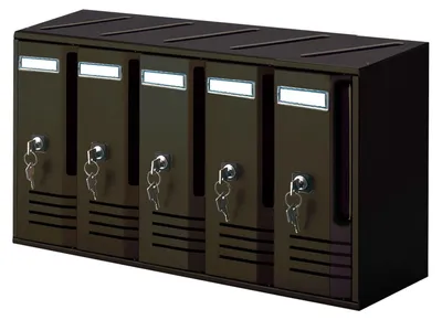 Obrázok produktu pre Vertikálne poštové schránky s 5 priehradkami, rozmery 52 x 17,5 x 30 cm, Alubox Cubo, liatina