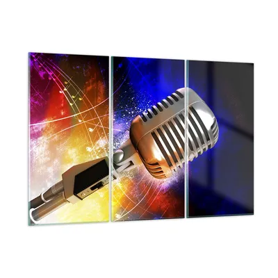 Produktbild von Bilder auf glas - Mikrofon Musik Sänger - 165x110cm - Glasbilder - Wandbilder - Kunstdruck - zum Aufhängen bereit - Wanddekoration aus Glas - Glas Bilder - Wandbild auf Glas - GCE165x110-0450