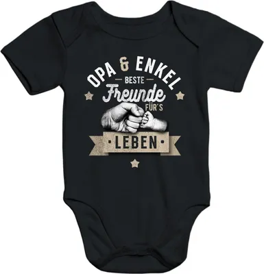 Produktbild von Baby Body Junge Opa & Neffe, Opa & Enkel, Vater & Sohn Freunde für`s Leben Fäuste Moonworks® Opa&Enkel schwarz 6-12 Monate