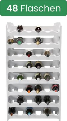 ARTECSIS Weinregal stapelbar Kunststoff für 48 Flaschen, Flaschenregal, Weiß