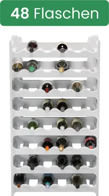 Produktbild von ARTECSIS Weinregal stapelbar Kunststoff für 48 Flaschen, Flaschenregal, Weiß