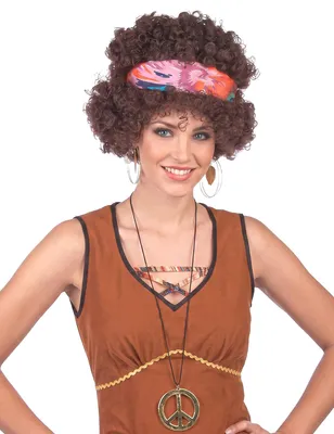 Produktbild von Afro-Perücke Hippie Kostüm-Accessoire braun-bunt - Einheitsgröße, KI-generiertes Bild