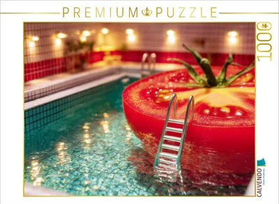 Produktbild von CALVENDO Puzzle Tomate als Badeinsel | 1000 Teile Lege-Größe 64x48cm Foto-Puzzle für glückliche Stunden