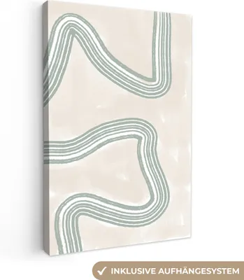 Zdjęcie produktu dla OneMillionCanvasses® - Obrazy na płótnie - 90x140 cm, Linie - Zielony - Biały - Abstrakcja - Design, Dekoracja ścienna - Zdjęcie na płótnie - Obraz na drewnianej ramie - Dekoracja ścienna - Sypialnia