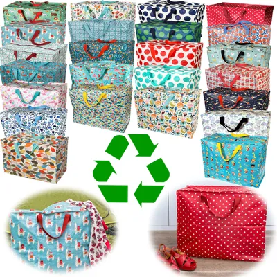 Produktbild von LS-LebenStil XXL Jumbo Bag Retro 70´ziger 55cm ️ Recyclet faltbar Einkaufstasche Unterbettkommode Aufbewahrungstasche Kleidung Bettdecken Kissen