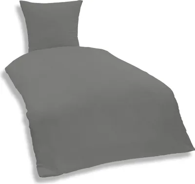 Produktbild von Uni Bettwäsche 135x200 cm grau Einfarbig Renforce Baumwolle Garnitur