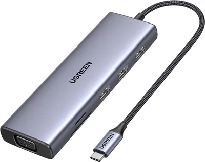 Produktbild von Ugreen Revodok USB-C 6-IN-1 Hub met 4K HDMI, USB Typ-C, USB 3.0, VGA, 10000 Mbit/s, Gigabit Ethernet, 1000 Mbit/s, 200 mm