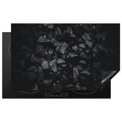 Produktbild von KitchenYeah© Herdabdeckplatte Schwarz - Weiß - Steine - Stein , 85x52cm, Küche Deko, Glaskeramikkochfeld Herdabdeckung, Abdeckplatte fùr Kochfeld