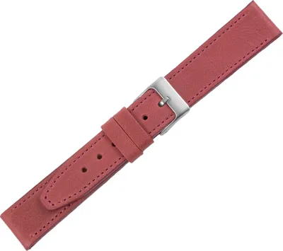 Produktbild von Minott Uhrenarmband Kalbsleder rot Vintage Ton in Ton Naht Verlauf , Stegbreite:18mm, Schließe:Silbern