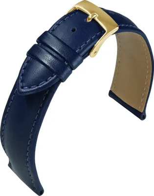Produktbild von Barington Kalb Resisto Uhrenarmband blau hautfreundlich Leder, Stegbreite:18mm, Schließe:Gelbgolden