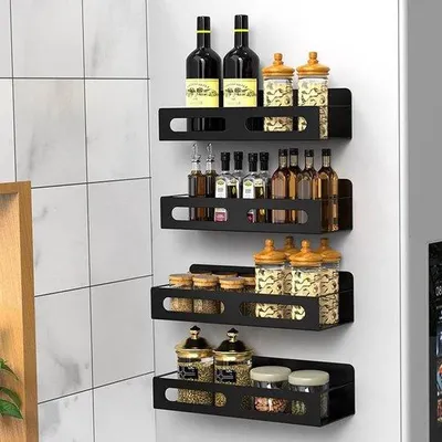 Produktbild von Magnetischer Kräuterregal – Kühlschrank-Organizer – Schwarz – Metall