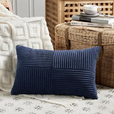 Produktbild von Kissenbezug 40x60 cm Navy Blau Kordsamt Weich 1 Stück